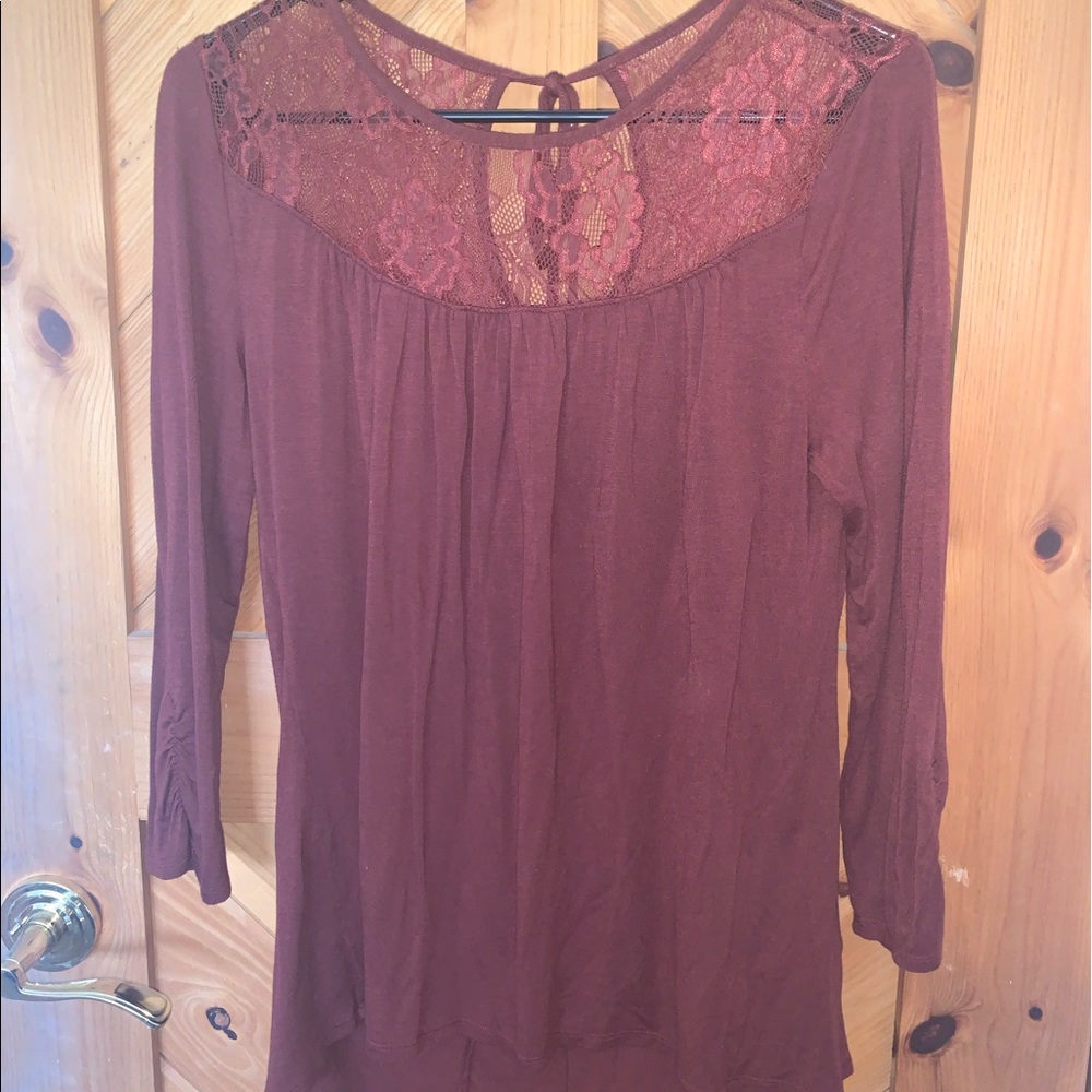 maroon lace blouse